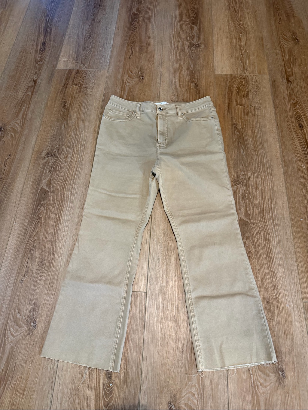 Eunina Beige Cropped Straight-Leg Ankle Pants